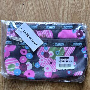 LeSportsac Cosmetic Clutch 2 Zipper NWT "Wanderlust"